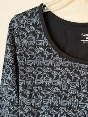 Robot STEM Print Tunic Top 3/4 Sleeve Svaha Organic Cotton